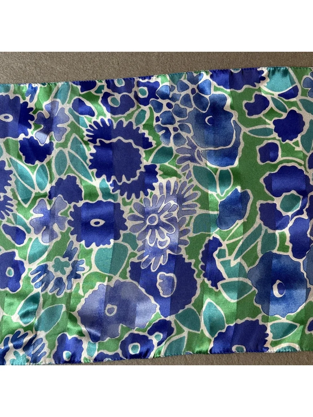 Vintage Blue and Green Floral Pattern Scarf